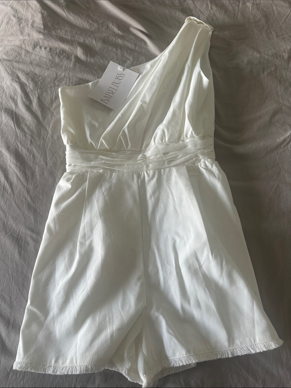 One-Shoulder White Bodysuit Romper
